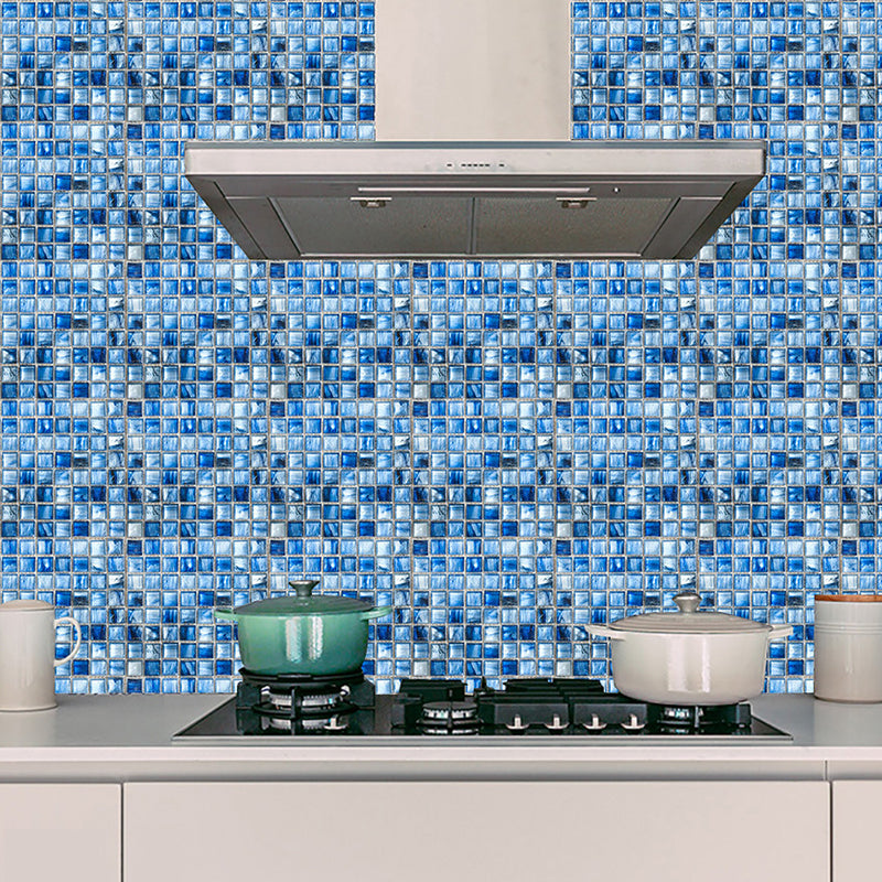 Gradient Blue Mosaics Wallpaper Panels 10 Pcs Tiles Modern Self Sticking Wall Decor for Home