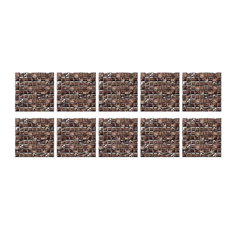 Coffee Brickwork Wallpaper Panels Mosaic Tile Modern Adhesive Wall Decor for Kitchen, 10 Pcs