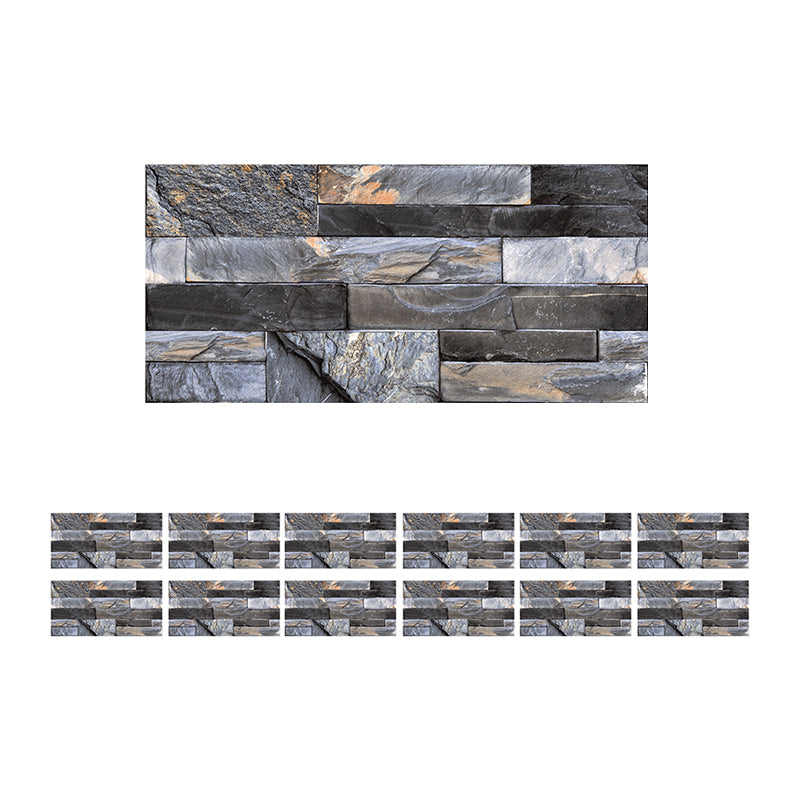 Industrial Faux Brick Wallpaper Panel Set 12 Pcs Grey Peel and Paste Wall Decor for Home