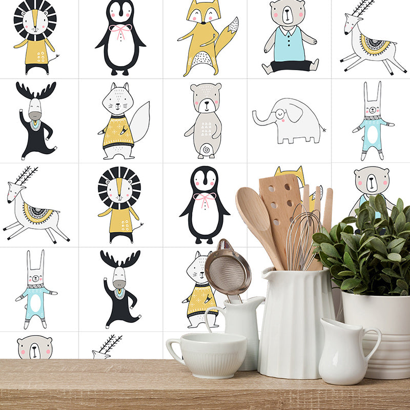 10 Pieces Animals Stick Wallpaper Panels Kids Style Removable Nursery Wall Covering, 9.7-sq ft