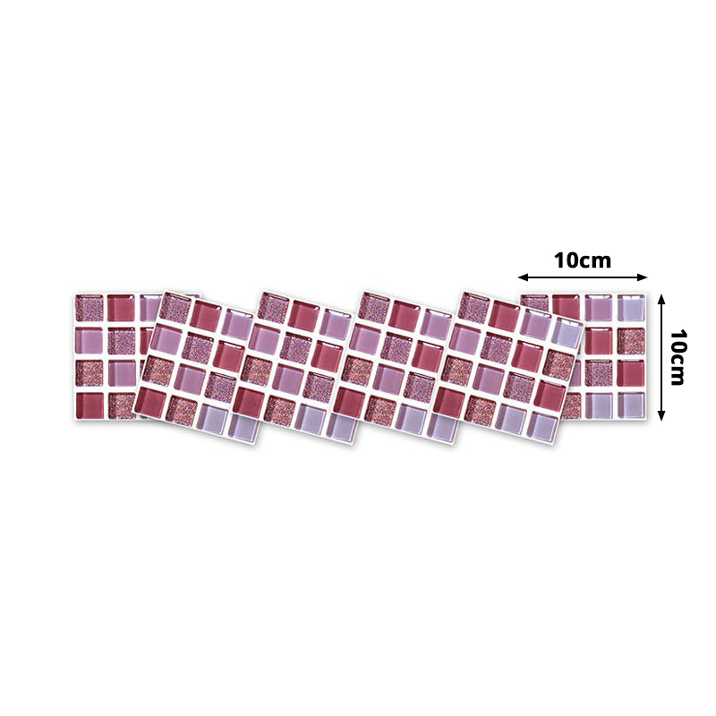 Bohemia Mosaic Tile Peel Wallpapers Purple Bathroom Wall Covering, 5.8-sq ft (54 Pcs)