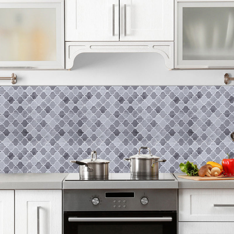 Modern Quatrefoil Wallpaper Panel Set Grey Pick Up Sticks Wall Covering for Kitchen