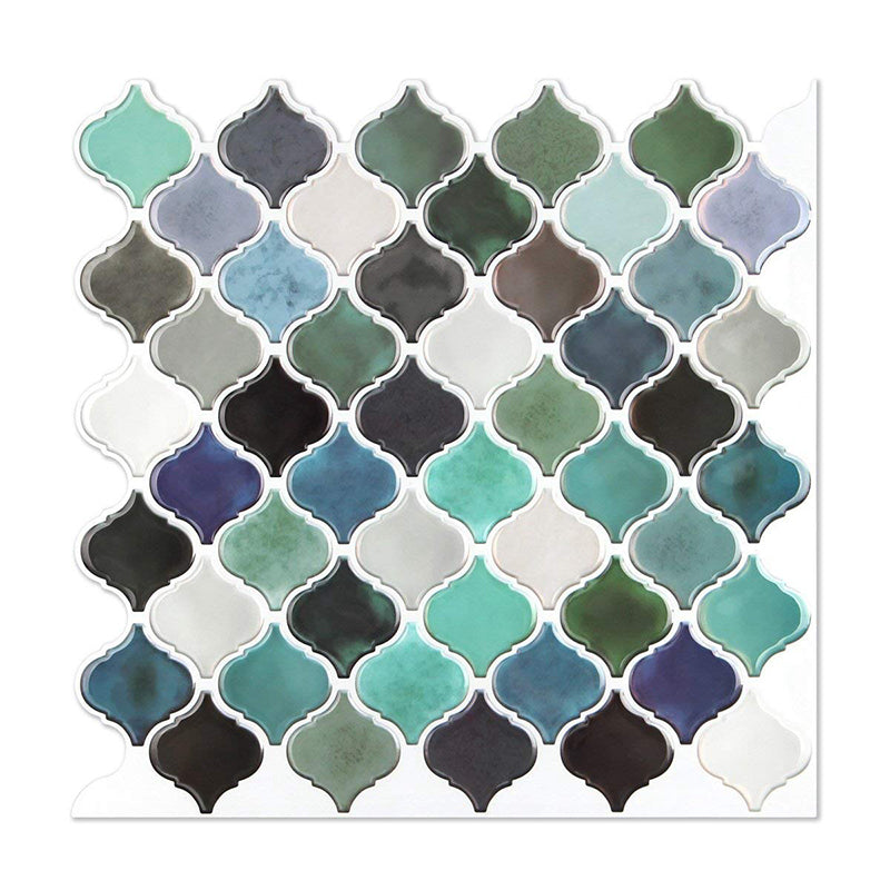 Green Mosaics Tile Wallpapers Quatrefoil Pattern Boho Stick On Wall Decor for Kitchen