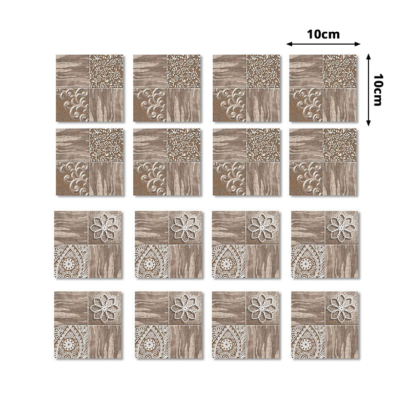 Brown Wood Look Wallpaper Panels 54 Pcs Floral Retro Peel off Wall Decor for Bathroom