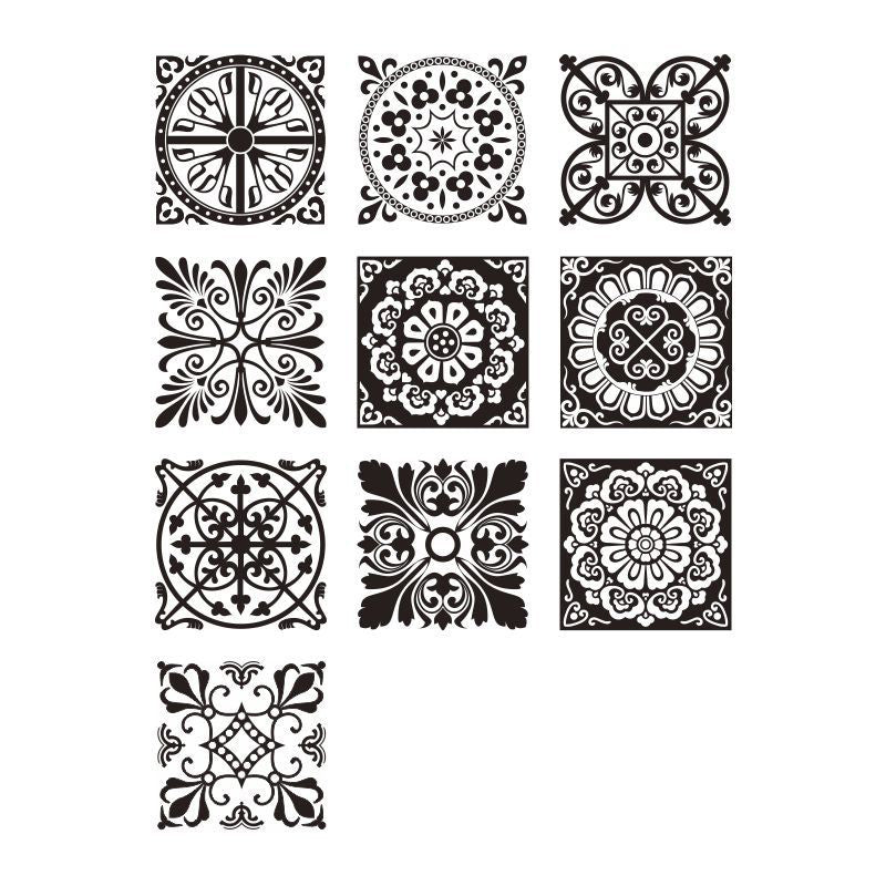 Black-White Mandala Wallpaper Panel Mosaic Tiles Boho Self Adhesive Wall Covering