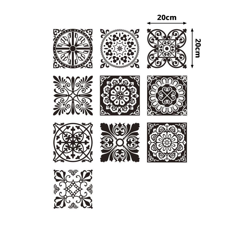 Black-White Mandala Wallpaper Panel Mosaic Tiles Boho Self Adhesive Wall Covering