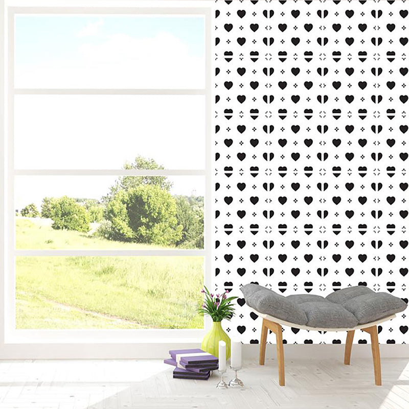 Black-White Loving Heart Wallpapers Self Sticking Modern Living Room Wall Decor (12 Pcs)