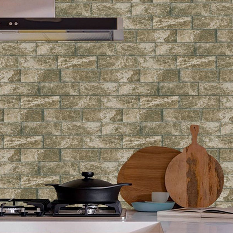 Grey Brick Effect Wallpaper Panel Stick On Wall Covering for Kitchen Bar (4 Pieces)