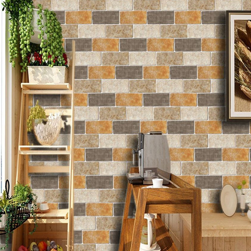 Stick On Steampunk Brick Wallpapers Brown Temporary Wall Covering for Living Room