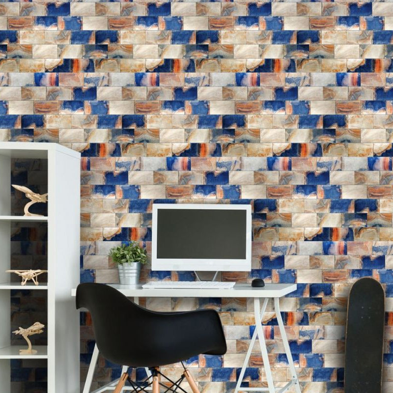 Blue-Brown Brick Wallpaper Panels Self-Adhesive Industrial Living Room Wall Decor