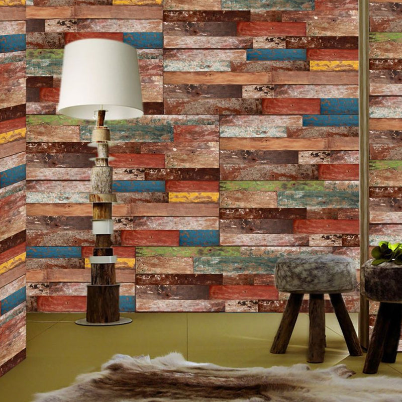 Painted Wood Board Wallpapers Brown Industrial Wall Art for Bedroom, Easy Peel off