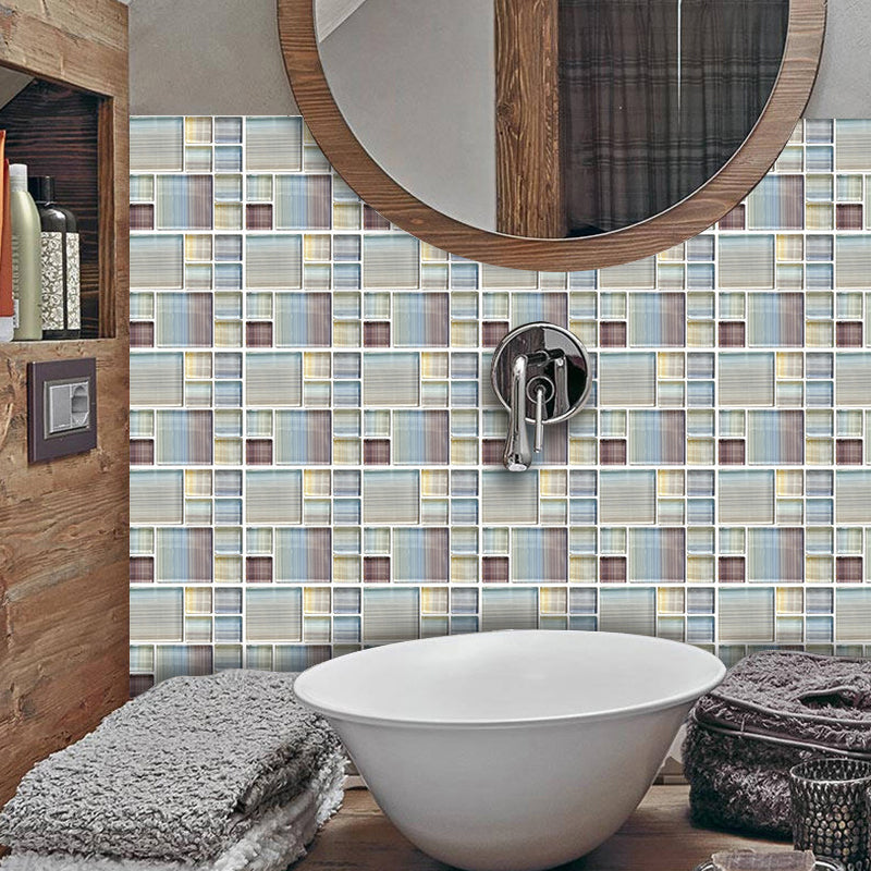 Bohemian Mosaics Tiles Wallpaper Panels for Washroom 50 Pcs 12.2-sq ft Self-Stick Wall Art in Blue