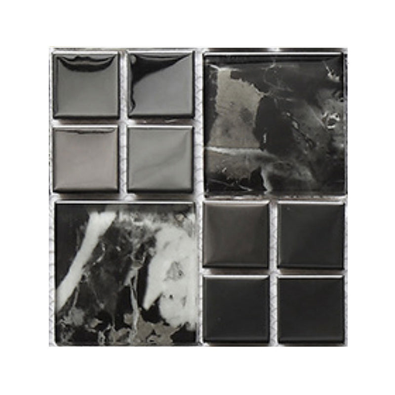 Black Marble Wallpaper Panel Set 60 Pcs Mosaic Tile Modern Stick On Wall Covering for Home