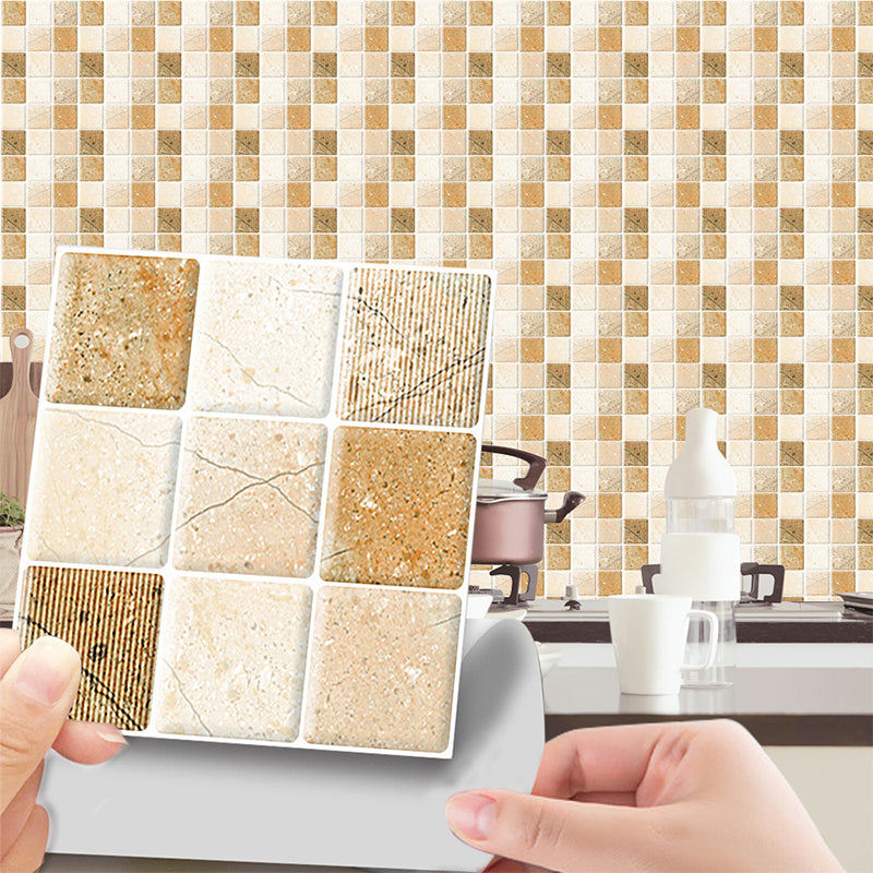 36 Pieces Mosaics Tiles Wallpapers Brown PVC Wall Decor, Peel and Paste, 4' L x 4" W