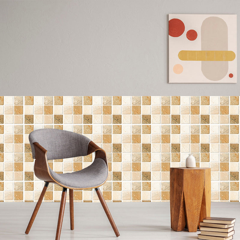 36 Pieces Mosaics Tiles Wallpapers Brown PVC Wall Decor, Peel and Paste, 4' L x 4" W