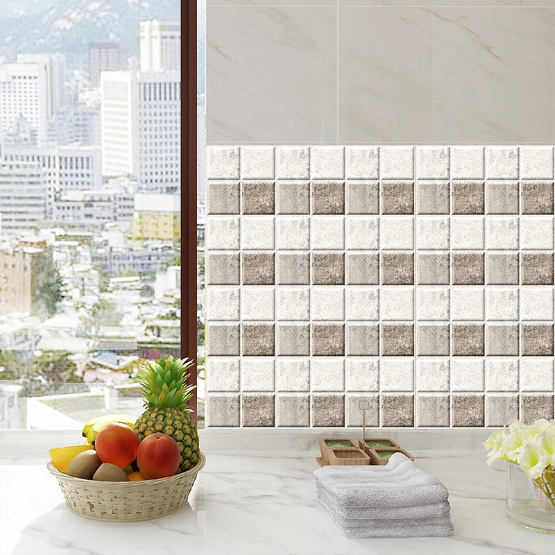 White Mosaic Tiles Wallpaper Panels 18 Pieces Stick On Modern Indoor Wall Decoration