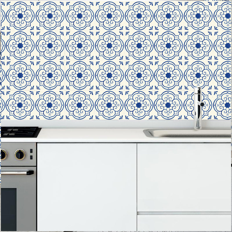 20 Pcs Blue Flower Wallpaper Panels Pick Up Sticks Kitchen Backsplash Wall Decor