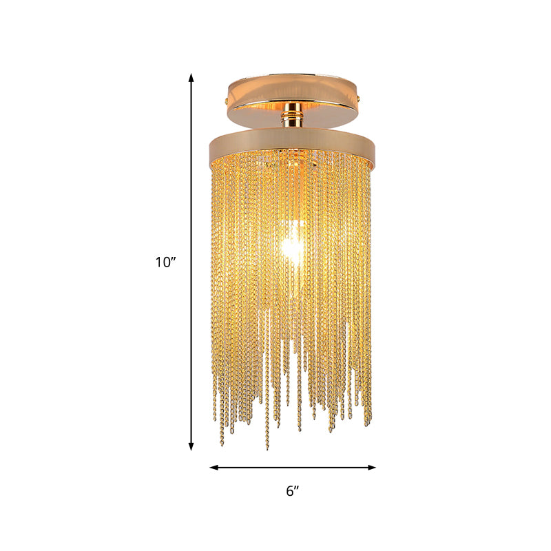 Goud/chroom/blauwe metalen ketting Semi -spoelmontage Lamp Modern 1 lichte woonkamer plafond gemonteerd armatuur