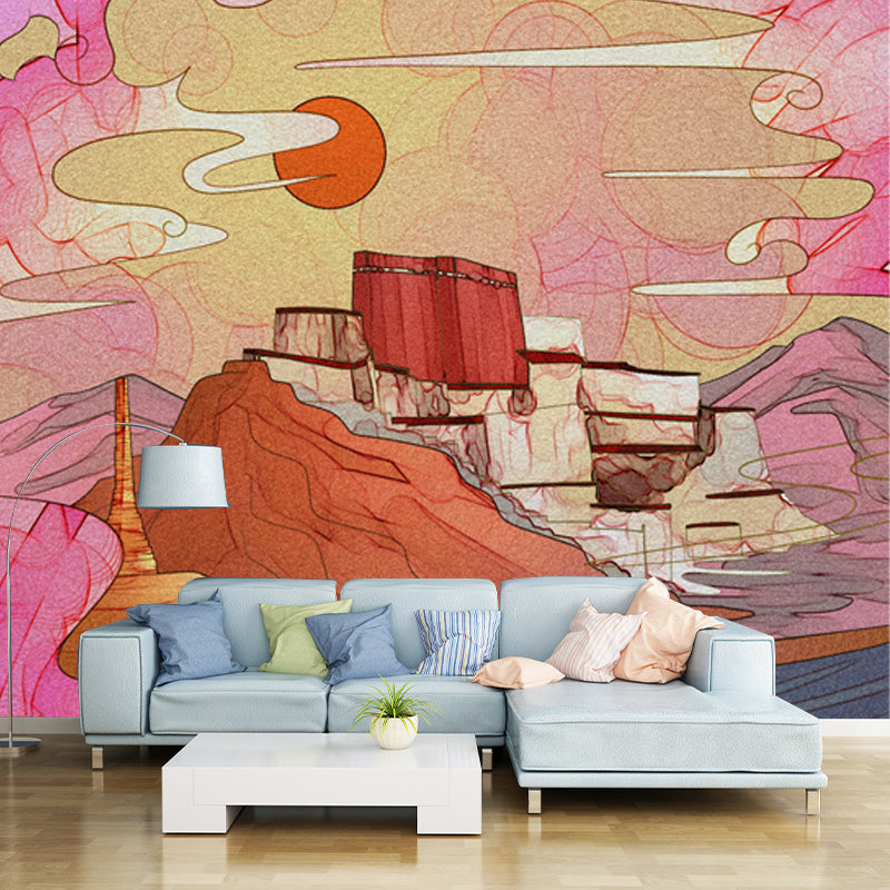 Waterproof Tibetan Yak Mural Decal Chinese Style Non-Woven Wall Covering, Custom Size
