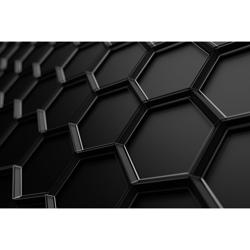 Black Honeycomb Metal Wallpaper Mural 3D Stain Resistant Wall Covering for Bedroom