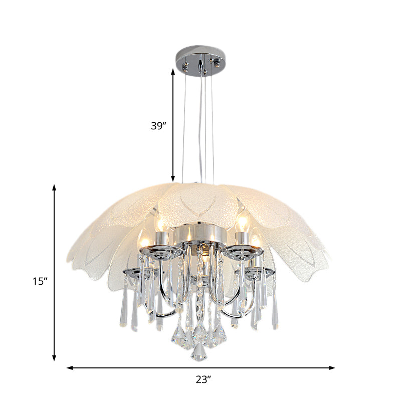 5 Lampenblumenblütenhängung Kronleuchter Licht moderne Glasdecke Leuchte mit K9 -Kristall in Chrom