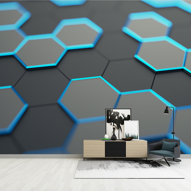 Cool 3D Honeycomb Wallpaper Mural for Bedroom Geometrical Wall Covering, Size Optional