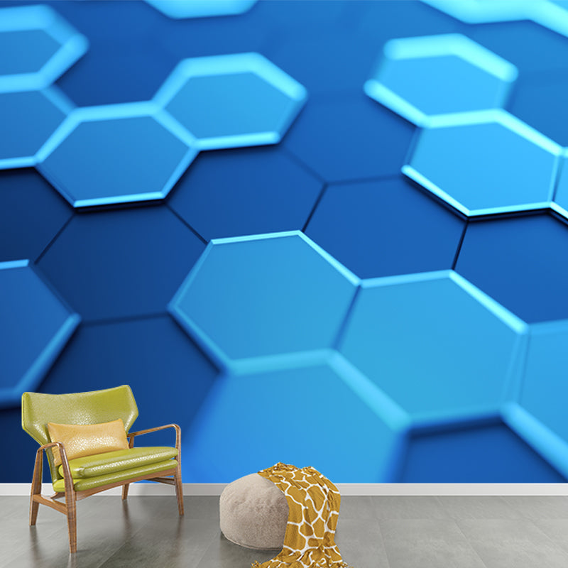 Cool 3D Honeycomb Wallpaper Mural for Bedroom Geometrical Wall Covering, Size Optional