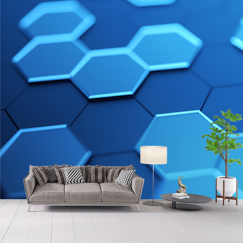 Cool 3D Honeycomb Wallpaper Mural for Bedroom Geometrical Wall Covering, Size Optional