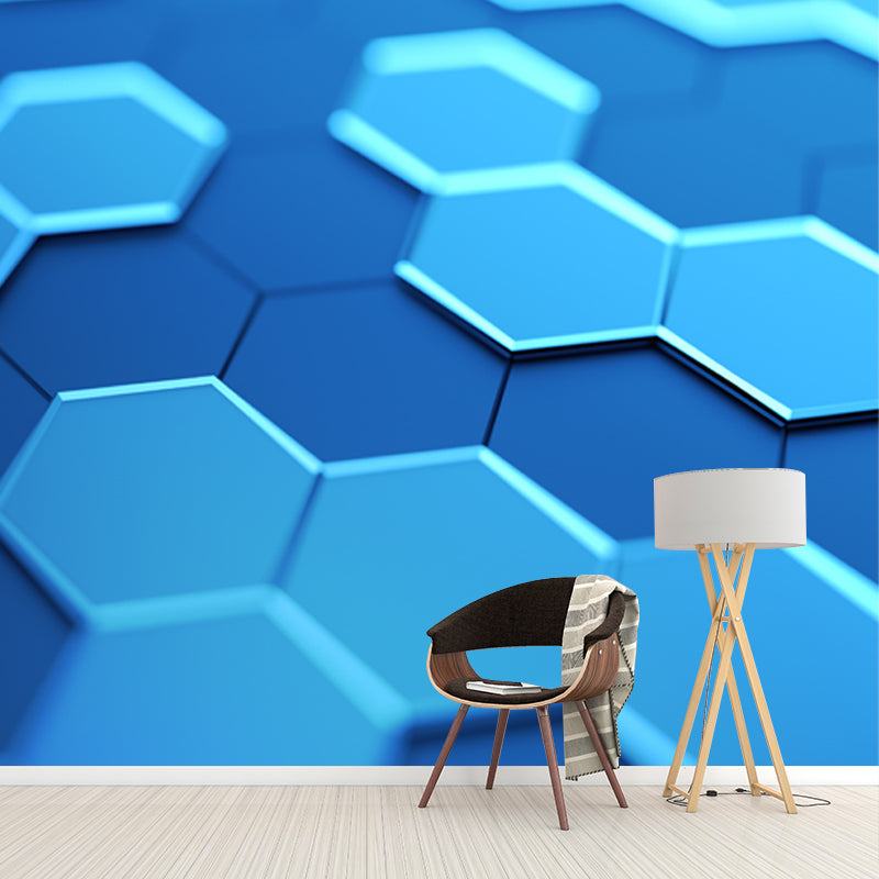 Cool 3D Honeycomb Wallpaper Mural for Bedroom Geometrical Wall Covering, Size Optional