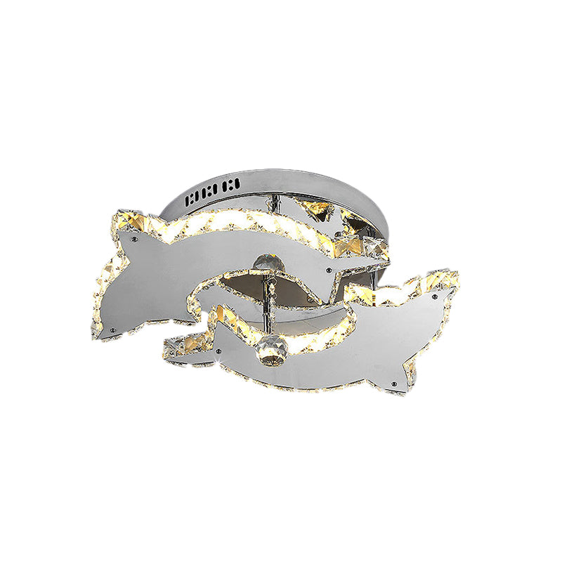 Dolphin moderne Dolphin Semi Flush Mount Crystal et Metal 2/3 têtes plafond Light in Nickel