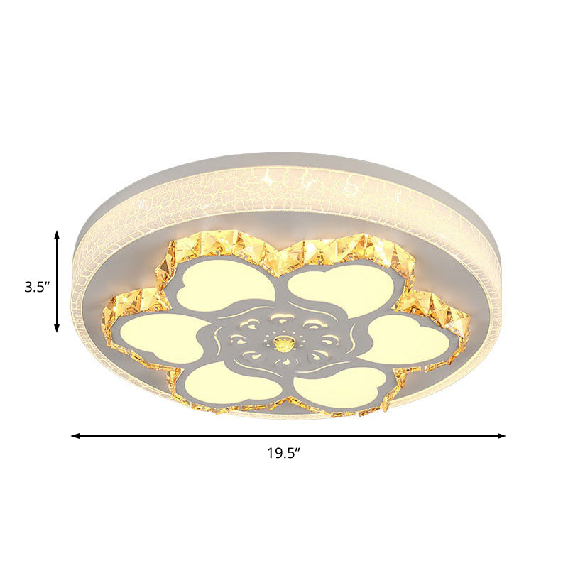 Plafonnier circulaire marron/blanc, plafonnier LED moderne en cristal avec motif de fleurs en acrylique en blanc/lumière 3 couleurs