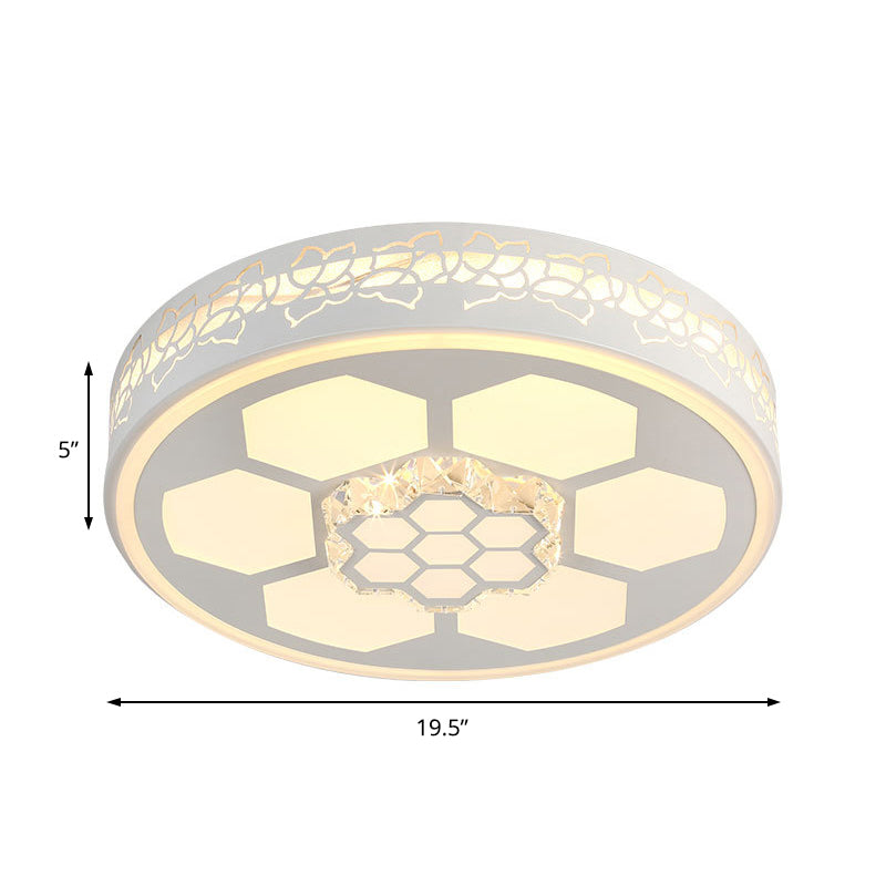 Acryl ronde plafondmontagelamp Modern wit/3 kleuren LED-plafondlamp met helder kristalaccent in bruin/wit