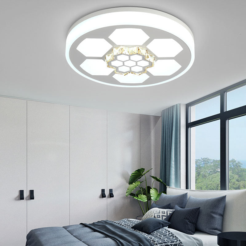 Acryl ronde plafondmontagelamp Modern wit/3 kleuren LED-plafondlamp met helder kristalaccent in bruin/wit