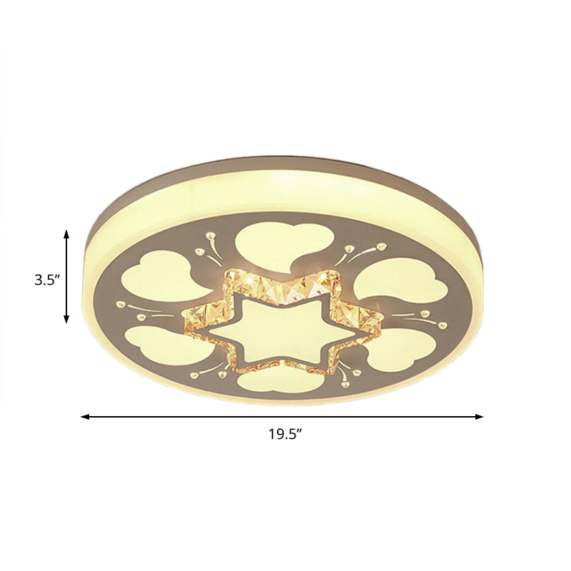 Plafonnier LED circulaire marron/blanc en acrylique et cristal, luminaire de plafond moderne en blanc/éclairage 3 couleurs pour chambre à coucher