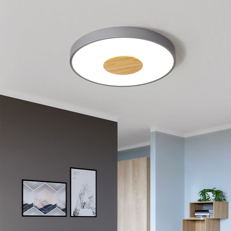 Circulaire Flush Ceiling Mount Light Nordic Metal Black / Gray / White LED Bedroom Ceiling Mount Flush with Acrylic Diffuser, 12 "/16" /19.5 " Dia