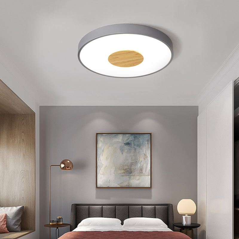 Circulaire Flush Ceiling Mount Light Nordic Metal Black / Gray / White LED Bedroom Ceiling Mount Flush with Acrylic Diffuser, 12 "/16" /19.5 " Dia