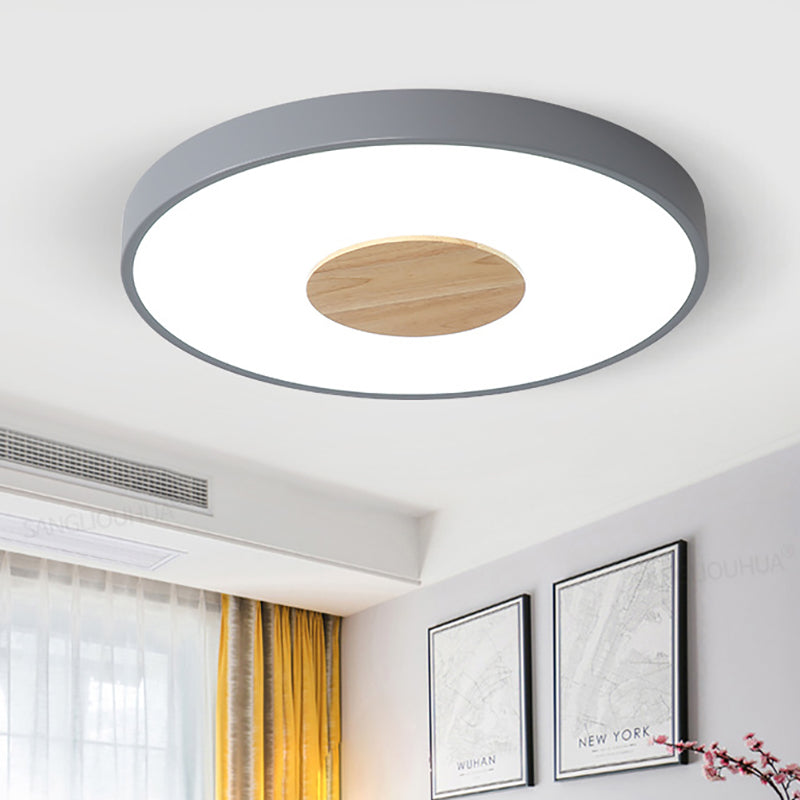 Circulaire Flush Ceiling Mount Light Nordic Metal Black / Gray / White LED Bedroom Ceiling Mount Flush with Acrylic Diffuser, 12 "/16" /19.5 " Dia