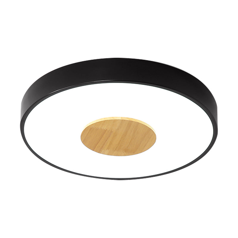 Circulair Flush Plafond Mount Licht Nordic Metal Zwart/Grijs/Wit LED Slaapkamer Plafond Mount Flush met Acryl Diffuser, 12"/16"/19.5" Dia