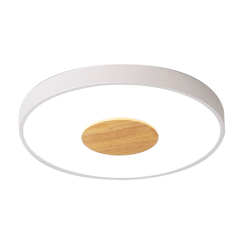 Circulair Flush Plafond Mount Licht Nordic Metal Zwart/Grijs/Wit LED Slaapkamer Plafond Mount Flush met Acryl Diffuser, 12"/16"/19.5" Dia