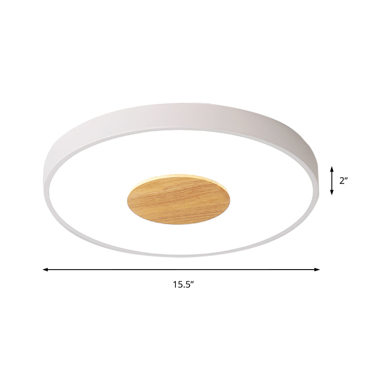 Lámpara de techo incorporada circular lámpara de techo de dormitorio LED de metal nórdico negro / gris / blanco, equipada con difusor de ácido acrílico, diámetro 12 "/ 16" / 19,5 "