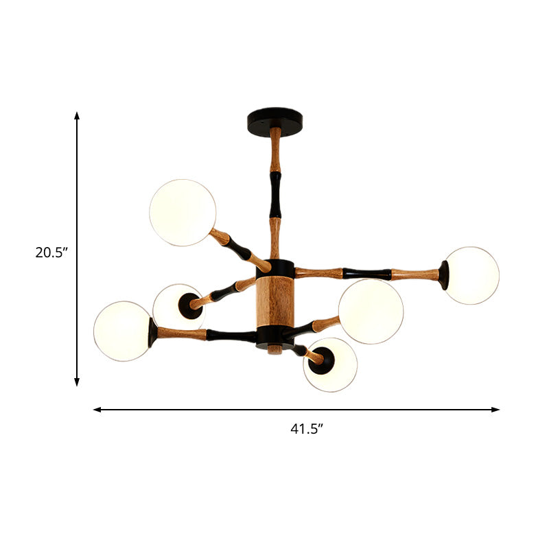 Wooden Sputnik Chandelier Lighting Contemporary 6/8/12 Lights Hanging Pendant Lamp Fixture for Bedroom