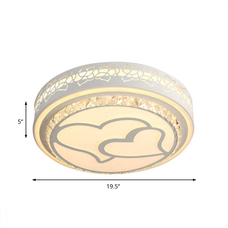 LED-Deckenleuchte „Loving Heart“ mit rundem Schirm, moderne Deckenleuchte aus Acryl und Kristall in Braun/Weiß in Weiß/3 Farben