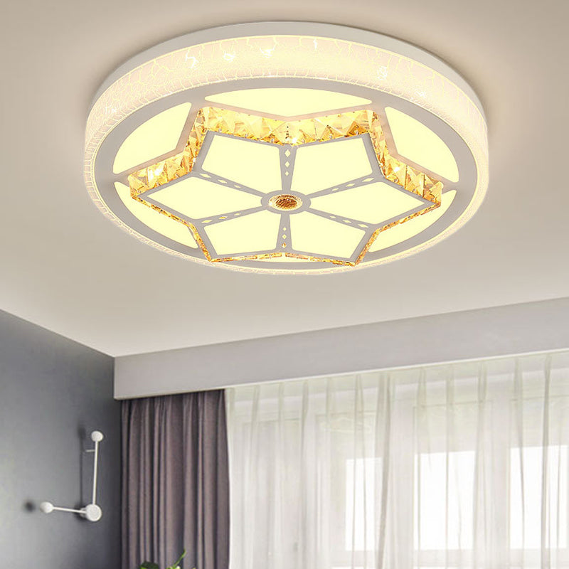 Brown/White Round Flushmount Light Modern Acrylic White/3 Color LED Ceiling Lamp with Crystal Deco for Bedroom