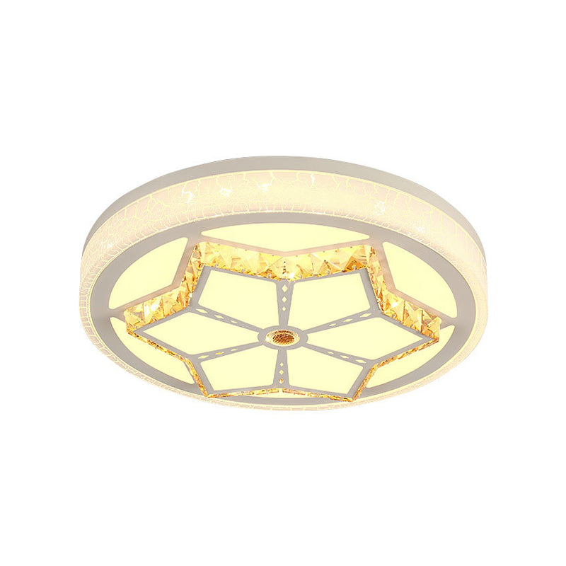 Brown/White Round Flushmount Light Modern Acrylic White/3 Color LED Ceiling Lamp with Crystal Deco for Bedroom