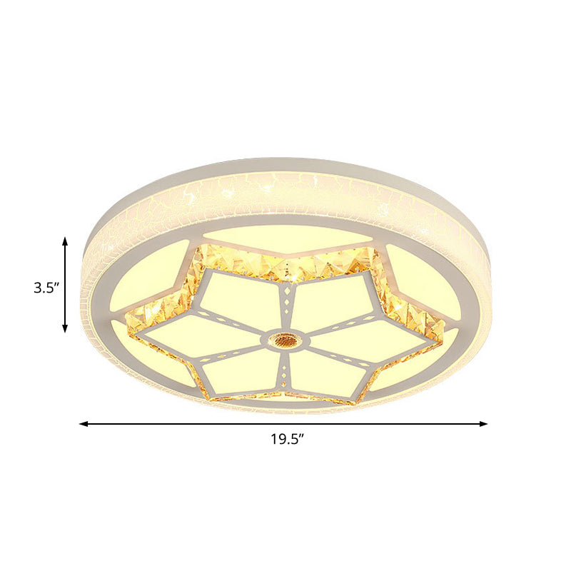 Brown/White Round Flushmount Light Modern Acrylic White/3 Color LED Ceiling Lamp with Crystal Deco for Bedroom