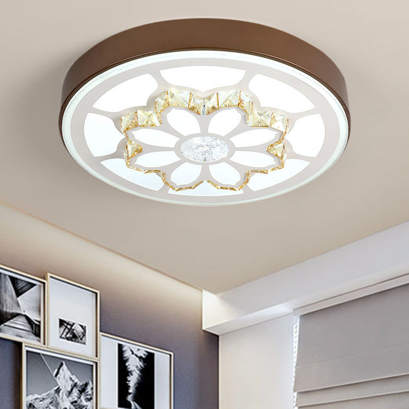 LED Flower Soffitto Light Modernst Acrylic e Crystal White/3 Color Lighting Massimale Montaggio in Brown / White