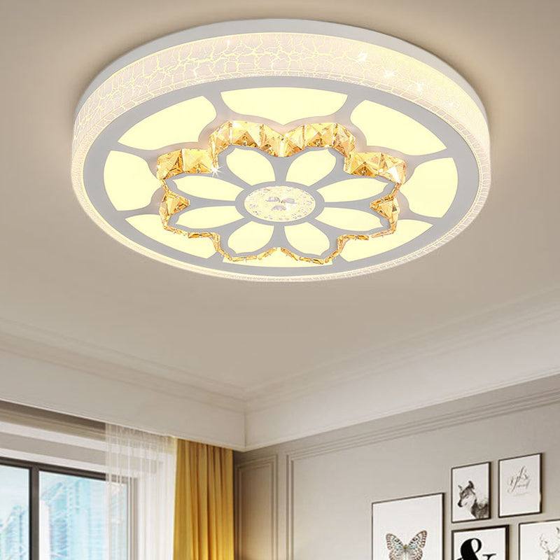 LED Flower Ceiling Light Modernist Acrylic and Crystal White/3 Color Lighting Ceiling Mount Light in Brown/White