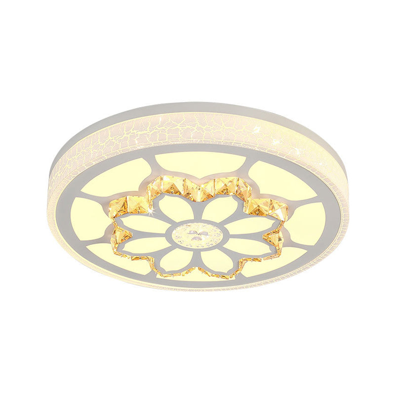 LED Flower Ceiling Light Modernist Acrylic and Crystal White/3 Color Lighting Ceiling Mount Light in Brown/White