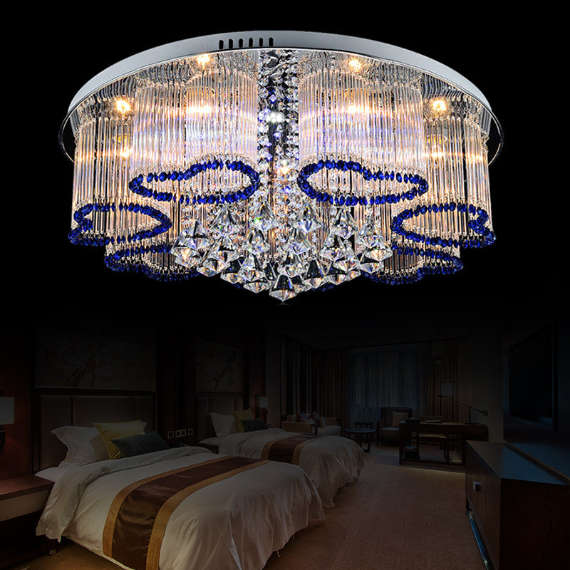 Bedroom Loving Heart Ceiling Mount Light Crystal Modern Style 3/5 Lights Blue Ceiling Lamp