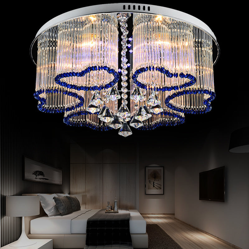 Schlafzimmer Loving Heart Ceiling Mount Light Crystal Modern Style 3/5 Lights Blue Ceiling Lamp